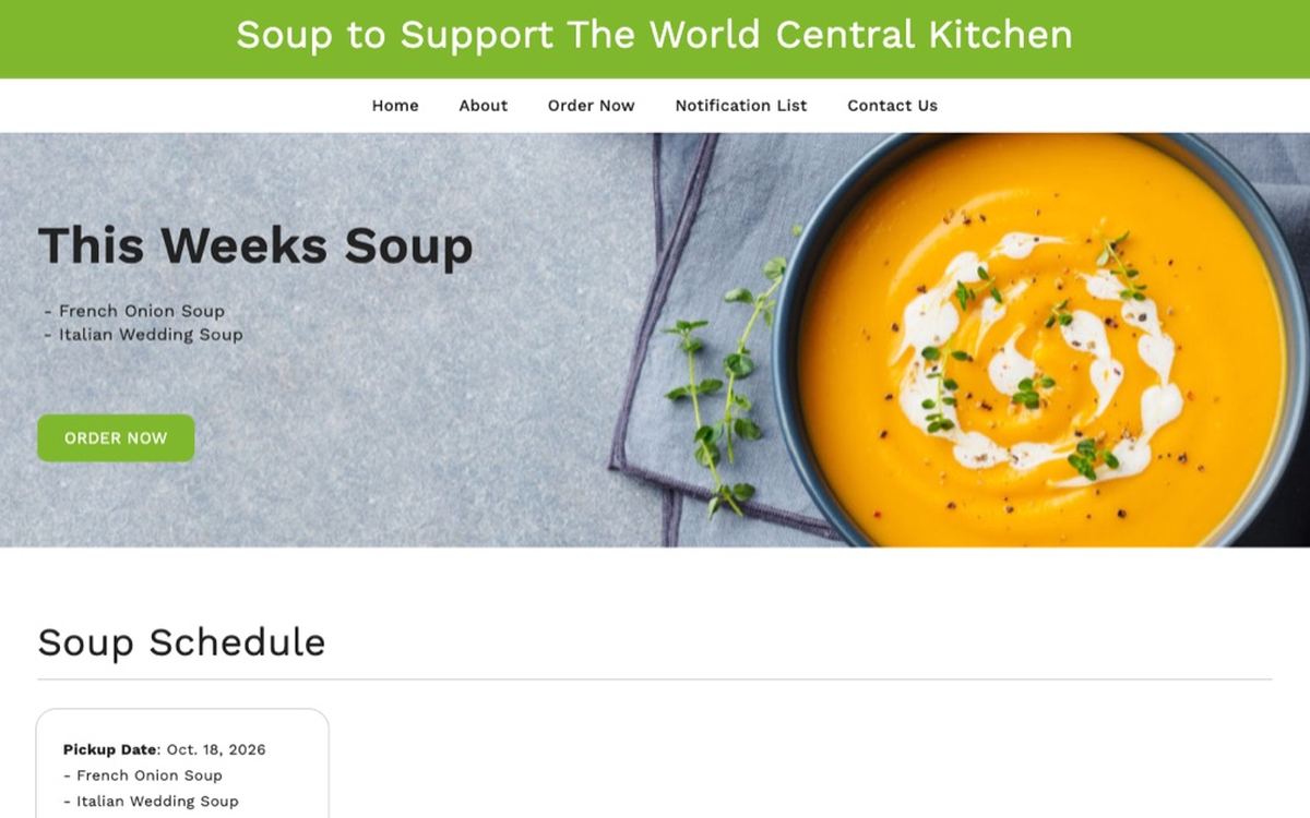 Screenshot of the Ladles of Love STL website